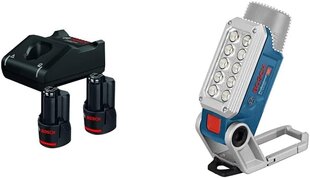 Bosch Professional 12V süsteemi akukomplekt (2x2.0AH aku + laadija GAL 12V-40 C132, pappis) ja 12V süsteemi aku LED-lamp GLI 12V-330 (330 luumenit, tööaeg: 180 minutit/AH) hind ja info | Tolmuimejate akud | hansapost.ee