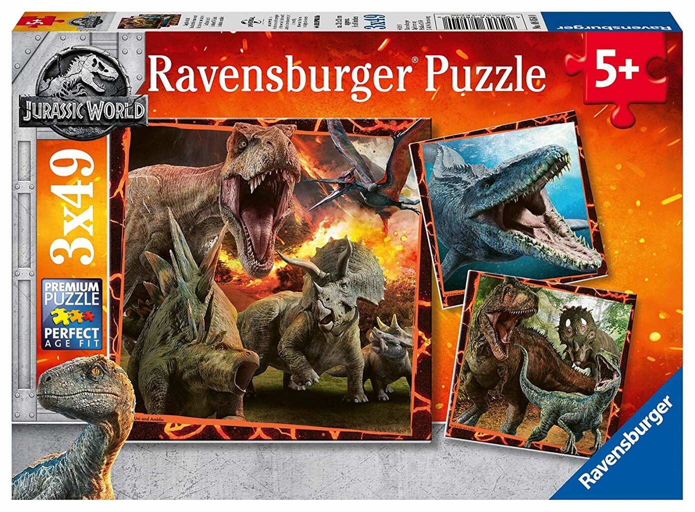 Pusle komplekt Ravensburger Fallen Kingdom, 08054, 3 x 49 osa цена и информация | Pusled lastele ja täiskasvanutele | hansapost.ee