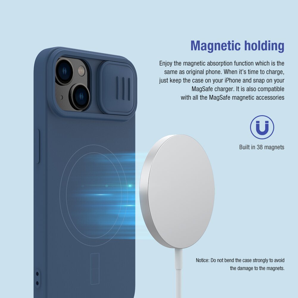 Nillkin CamShield Silky Magnetic Silicone Case for Apple iPhone 14 Plus Green цена и информация | Telefonide kaitsekaaned ja -ümbrised | hansapost.ee