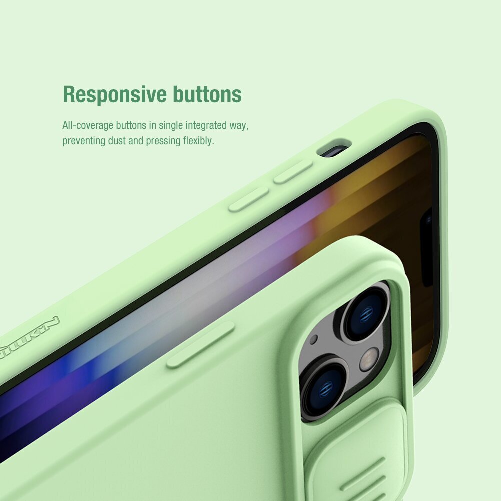 Nillkin CamShield Silky Silicone Case for Apple iPhone 14 Green hind ja info | Telefonide kaitsekaaned ja -ümbrised | hansapost.ee