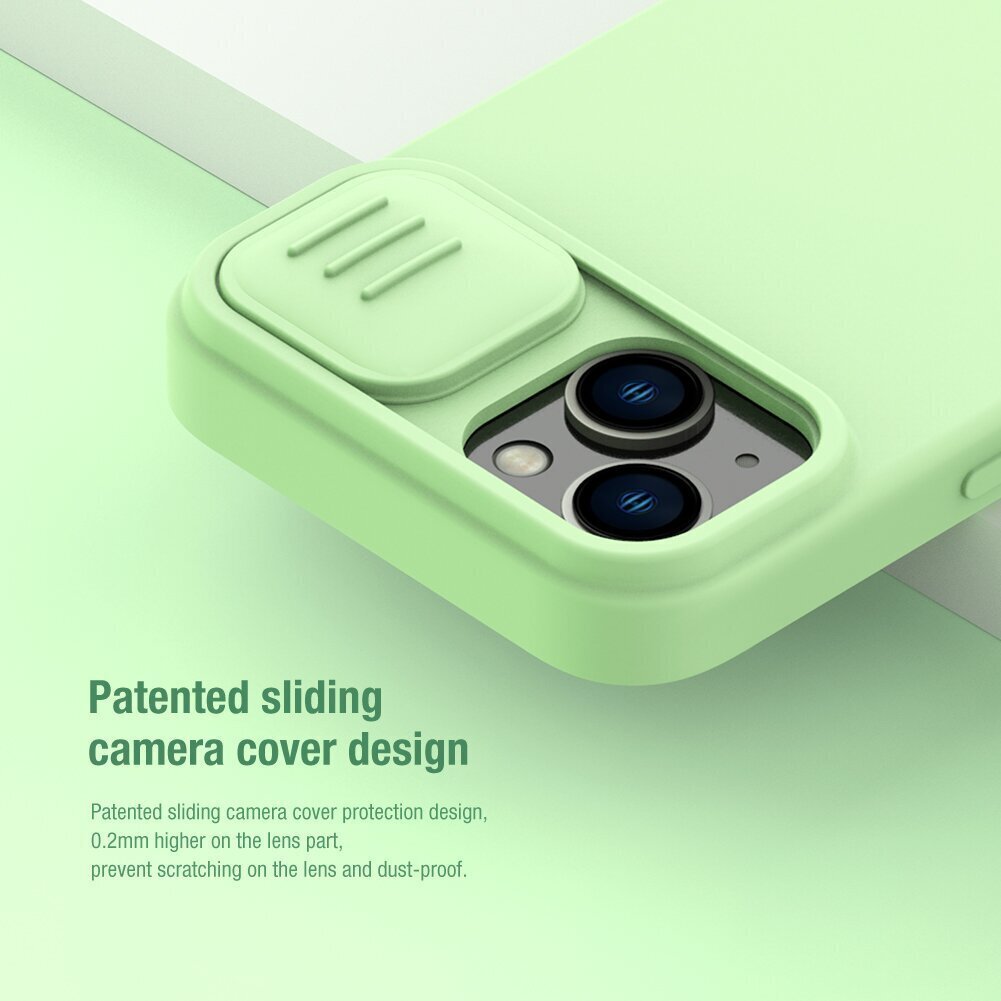 Nillkin CamShield Silky Silicone Case for Apple iPhone 14 Green hind ja info | Telefonide kaitsekaaned ja -ümbrised | hansapost.ee