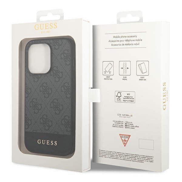 Guess GUHCP14LG4GLGR iPhone 14 Pro 6.1 "gray / gray hard 4G Stripe Collection цена и информация | Telefonide kaitsekaaned ja -ümbrised | hansapost.ee