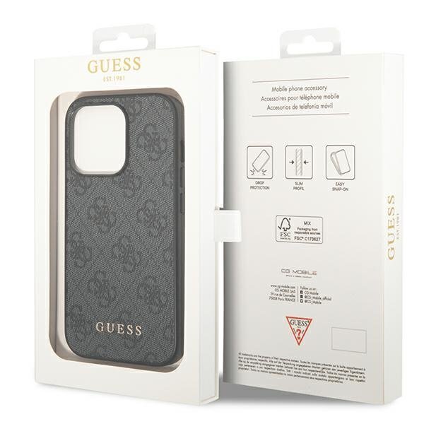 Guess GUHCP14XG4GFGR iPhone 14 Pro Max 6.7 "gray / gray hard 4G Metal Gold Logo цена и информация | Telefonide kaitsekaaned ja -ümbrised | hansapost.ee