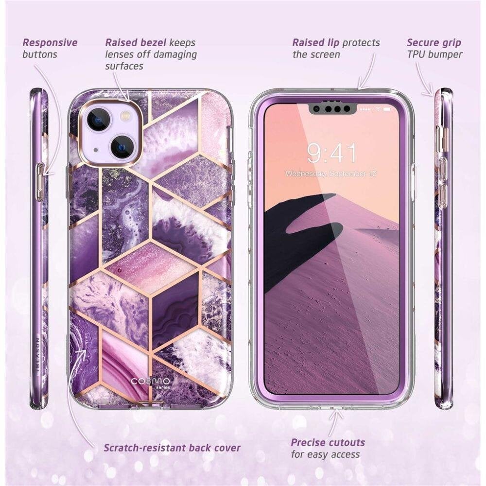 Supcase Cosmo iPhone 14 Plus Marble Purple цена и информация | Telefonide kaitsekaaned ja -ümbrised | hansapost.ee