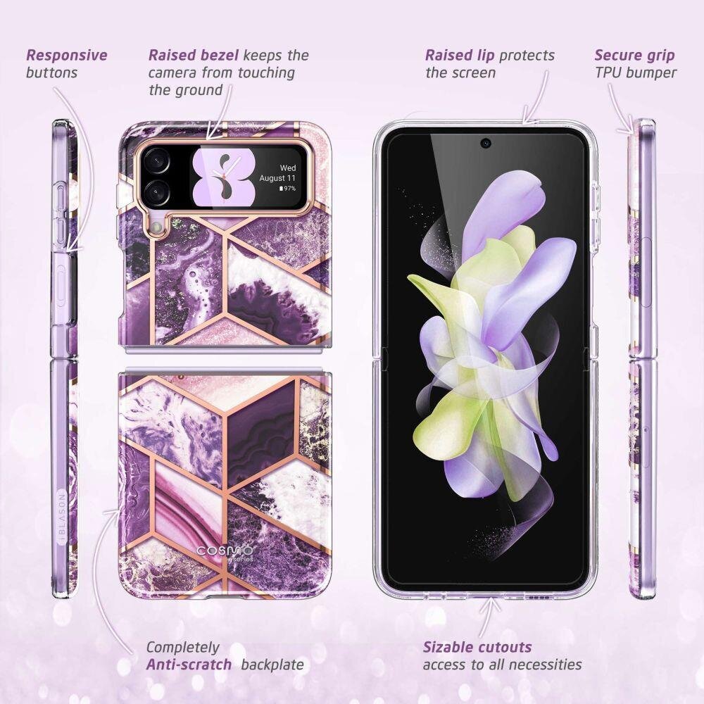 Supcase Cosmo Galaxy Z Flip 4 Marble Purple hind ja info | Telefonide kaitsekaaned ja -ümbrised | hansapost.ee