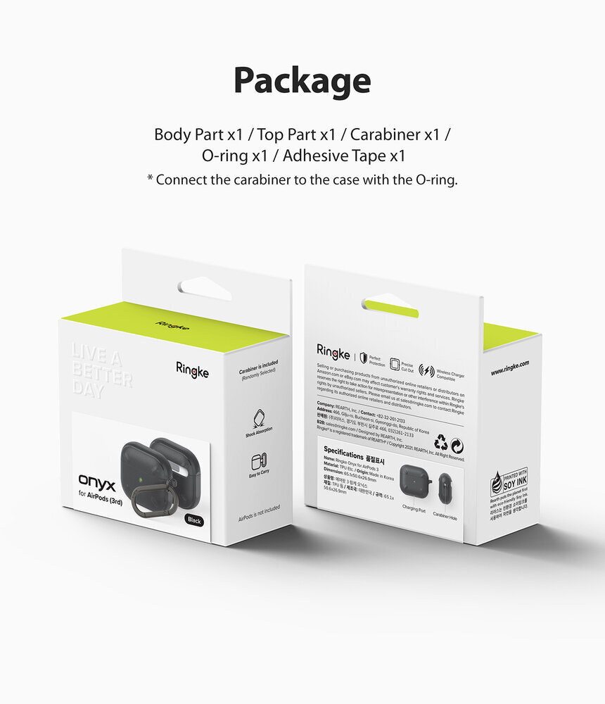 Ringke Onyx, AirPods 3 Black (EC52336RS) цена и информация | Kõrvaklappide tarvikud | hansapost.ee