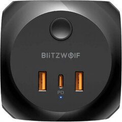 Blitzwolf BW-PC1 Power charger with 3 AC outlets, 2x USB, 1x USB-C (black) hind ja info | Laadijad mobiiltelefonidele | hansapost.ee