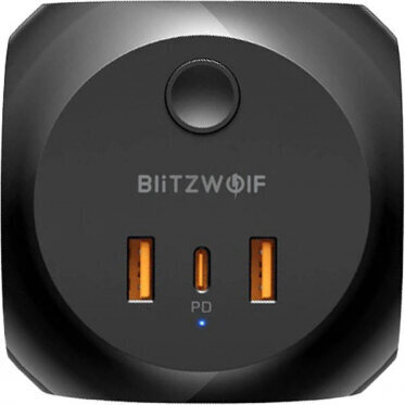 Blitzwolf BW-PC1 Power charger with 3 AC outlets, 2x USB, 1x USB-C (black) цена и информация | Laadijad mobiiltelefonidele | hansapost.ee