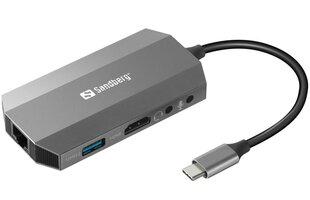 Sandberg USB-C 6in1 Travel Dock, USB-C/HDMI/USB-A/RJ-45/Micro SD цена и информация | Адаптеры и USB-hub | hansapost.ee