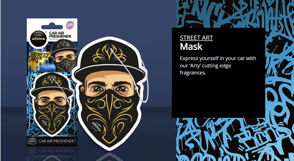 Stiilne õhuvärskendaja AROMA Street Art Mask - Tänavakunsti mask цена и информация | Auto õhuvärskendajad | hansapost.ee