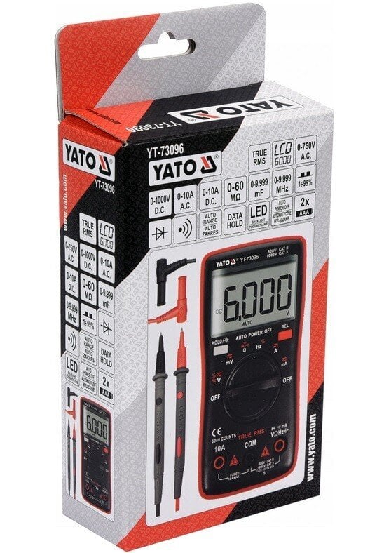 Multifunktsionaalne digitaalne tester LCD YATO, 6000 V, YT-73096 цена и информация | Käsitööriistad | hansapost.ee