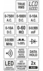 Multifunktsionaalne digitaalne tester LCD YATO, 6000 V, YT-73096 цена и информация | Механические инструменты | hansapost.ee