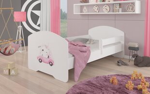 Кровать ADRK Furniture Pepe Barrier Cat in a Car, 140x70 см, белого цвета цена и информация | Детские кровати | hansapost.ee