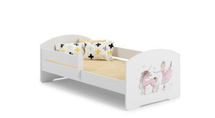 Voodi ADRK Furniture Pepe Barrier Ballerina with Unicorn, 140x70 cm, valge цена и информация | Детские кровати | hansapost.ee
