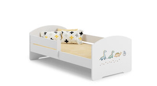 Voodi ADRK Furniture Pepe Barrier Dinosaurs, 160x80 cm, valge цена и информация | Детские кровати | hansapost.ee