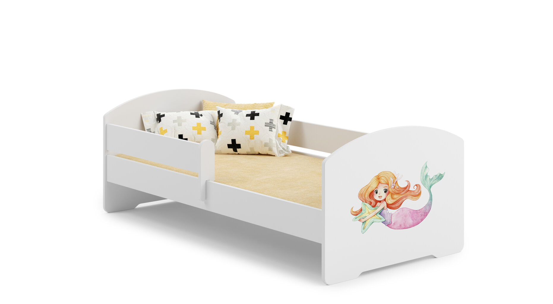 Voodi ADRK Furniture Pepe Barrier Mermaid with a Star, 160x80 cm, valge hind ja info | Lastevoodid | hansapost.ee