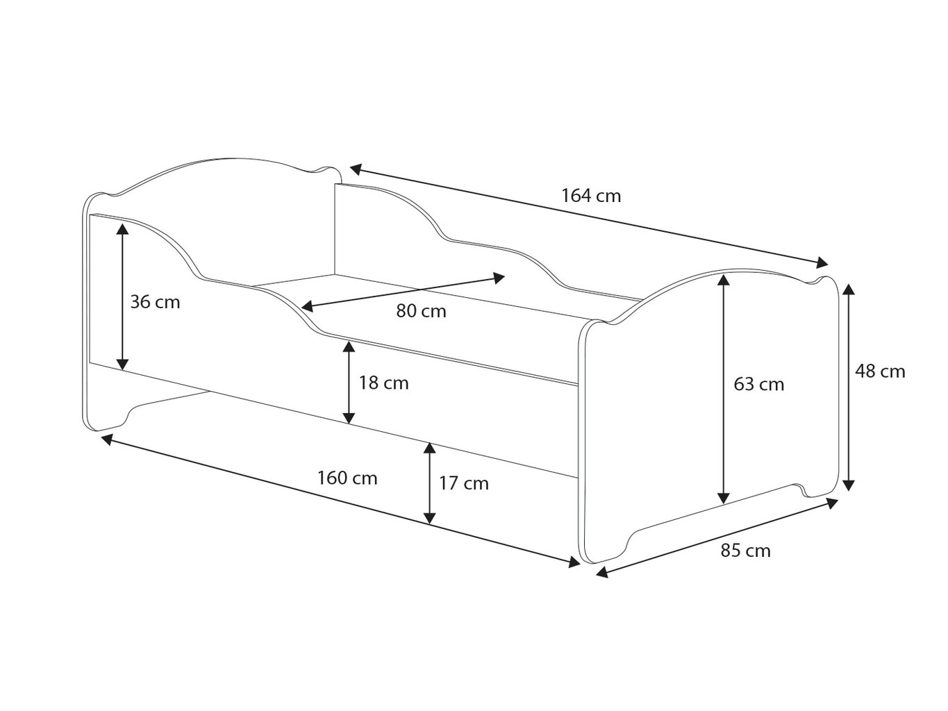 ADRK Furniture Amadis Teddy Bear and Cloud, 160x80 cm, valge цена и информация | Lastevoodid | hansapost.ee