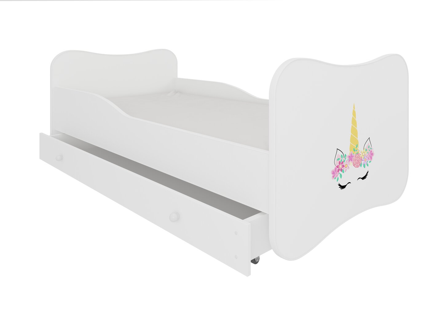 Voodi ADRK Furniture Gonzalo Unicorn, 140x70 cm, valge цена и информация | Lastevoodid | hansapost.ee