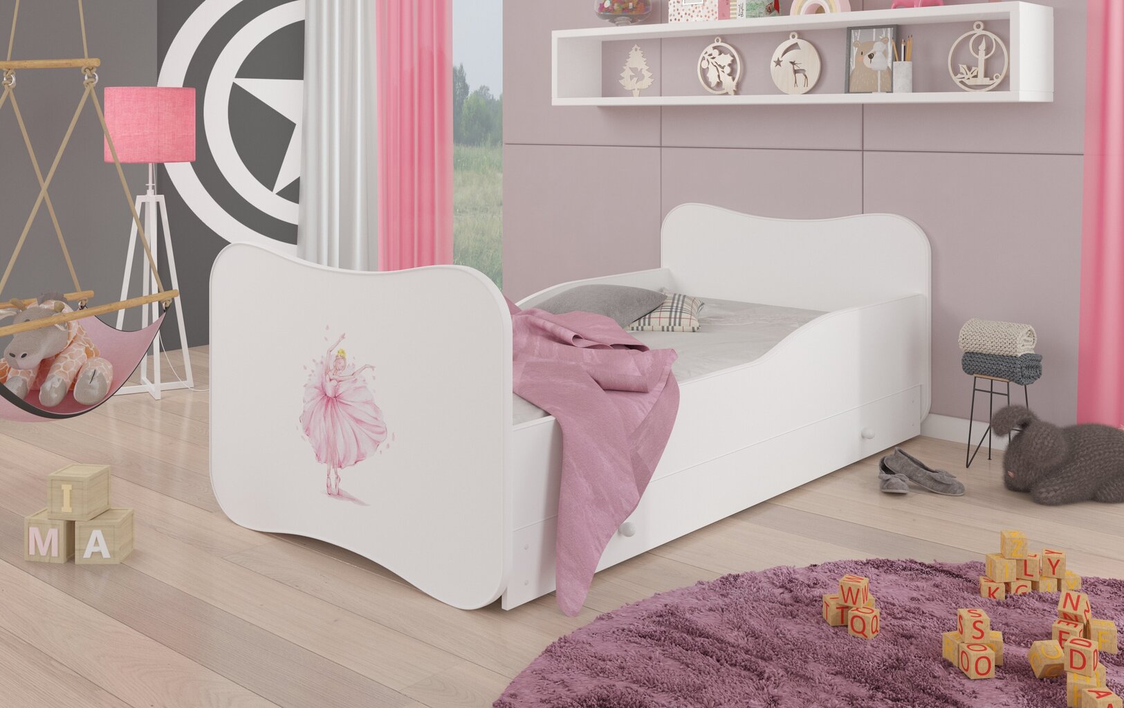 Voodi ADRK Furniture Gonzalo Ballerina, 140x70 cm, valge hind ja info | Lastevoodid | hansapost.ee