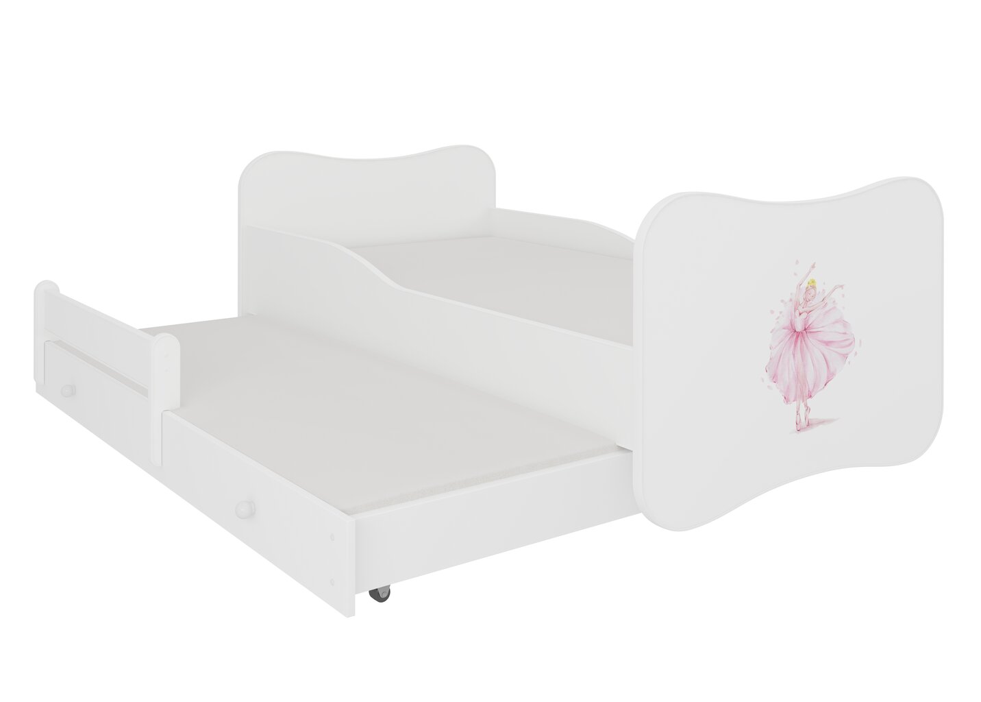 Voodi ADRK Furniture Gonzalo Ballerina, 140x70 cm, valge hind ja info | Lastevoodid | hansapost.ee