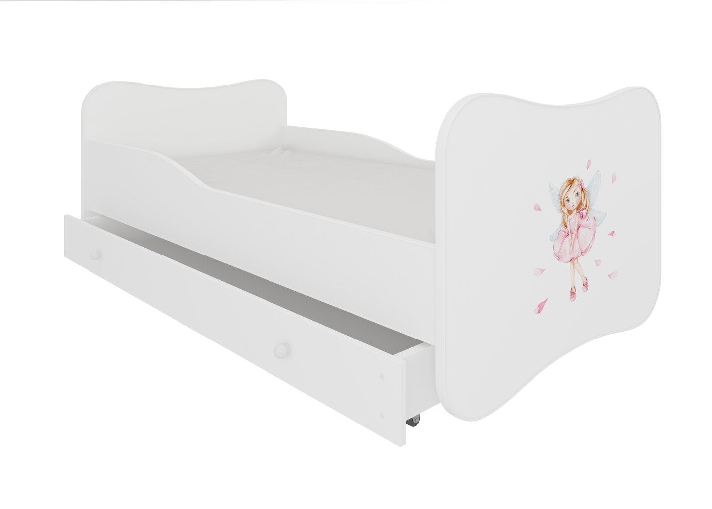 Voodi ADRK Furniture Gonzalo Girl with Wings, 140x70 cm, valge hind ja info | Lastevoodid | hansapost.ee