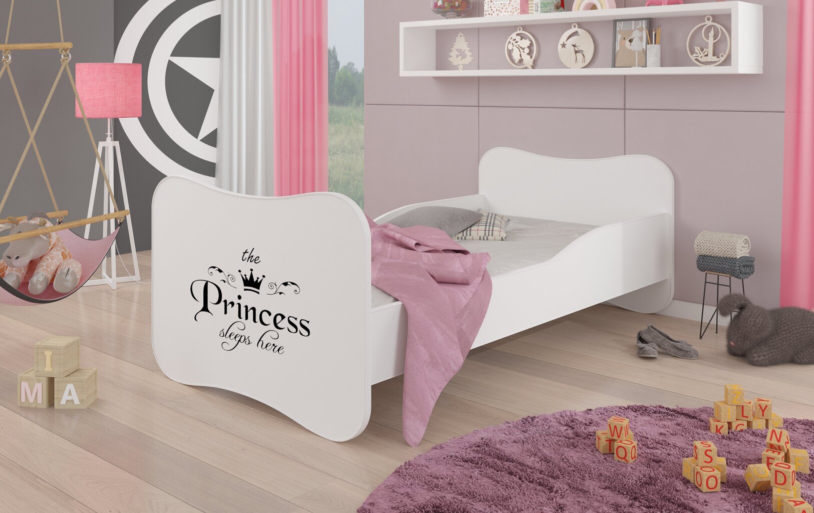 Voodi ADRK Furniture Gonzalo Princess Black, 140x70 cm, valge цена и информация | Lastevoodid | hansapost.ee