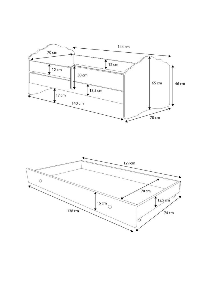 Voodi ADRK Furniture Casimo Barrier Unicorn, valge hind ja info | Lastevoodid | hansapost.ee