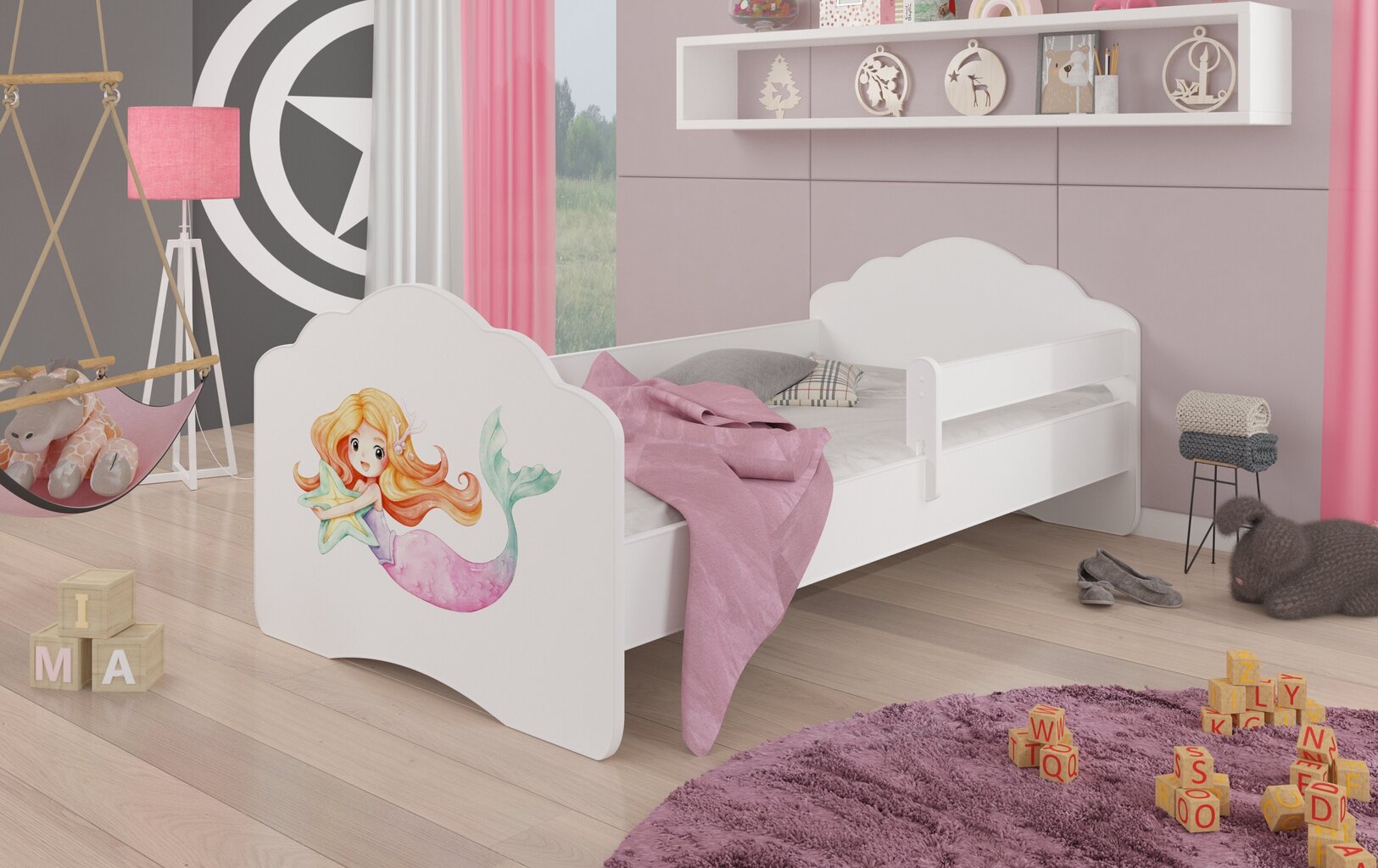 Voodi ADRK Furniture Casimo Barrier Mermaid with a Star, valge цена и информация | Lastevoodid | hansapost.ee