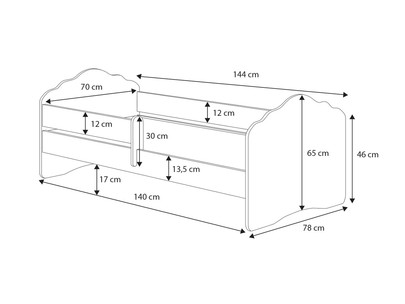 Voodi ADRK Furniture Casimo Barrier Mermaid with a Star, valge цена и информация | Lastevoodid | hansapost.ee