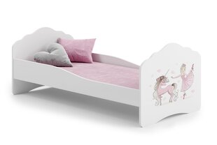 Кровать ADRK Furniture Casimo Barrier Ballerina with Unicorn, белый цвет цена и информация | Детские кровати | hansapost.ee