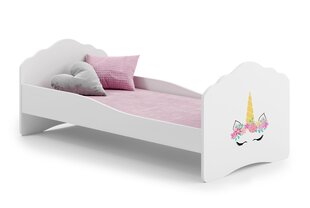 Voodi ADRK Furniture Casimo Barrier Unicorn, 160x80 cm, valge цена и информация | Детские кровати | hansapost.ee