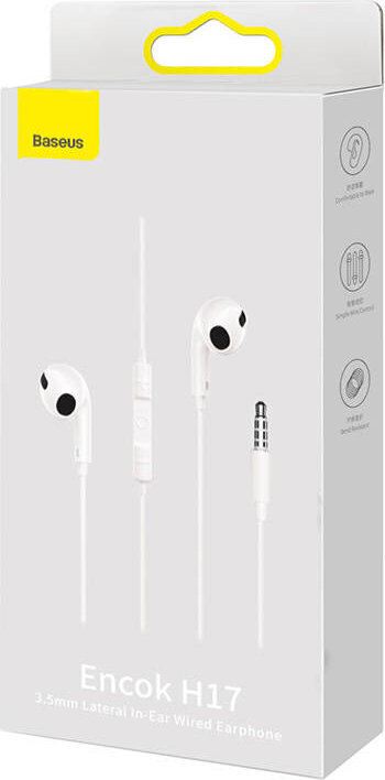 Baseus Encok H17 Earphones (white) цена и информация | Kõrvaklapid | hansapost.ee