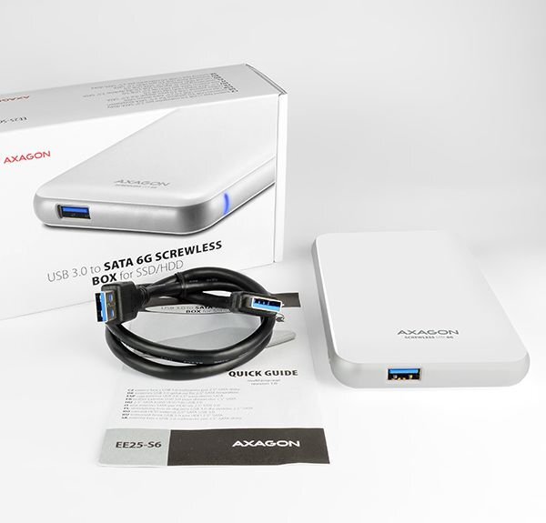 Axagon EE25-S6 HDD/SSD ümbris Valge 2.5 цена и информация | Arvutikomponentide tarvikud | hansapost.ee