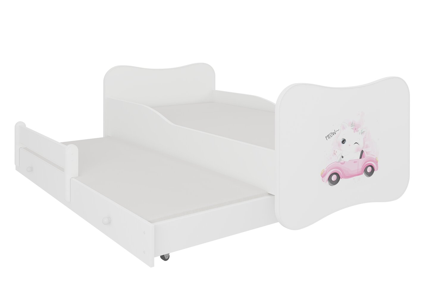 Voodi ADRK Furniture Gonzalo Cat in a Car, 140x70 cm, valge цена и информация | Lastevoodid | hansapost.ee