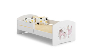 Voodi ADRK Furniture Pepe Barrier Ballerina with Unicorn, 160x80 cm, valge цена и информация | Детские кровати | hansapost.ee