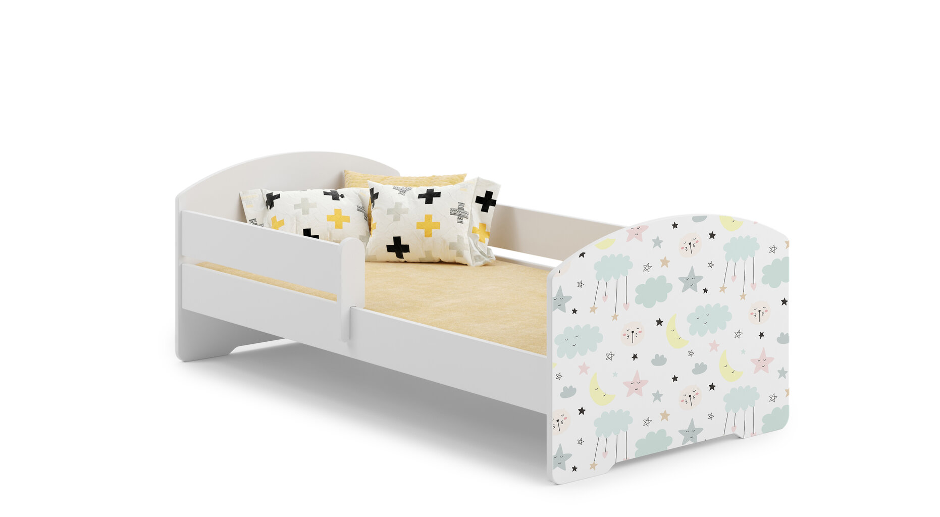 Voodi ADRK Furniture Pepe Barrier Galaxy, 160x80 cm, valge hind ja info | Lastevoodid | hansapost.ee