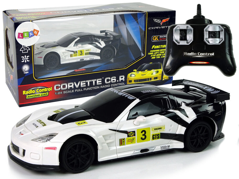 Kaugjuhtimispuldiga sportauto Corvette C6.R, 2,4 G, 1:24, valge цена и информация | Mänguasjad poistele | hansapost.ee