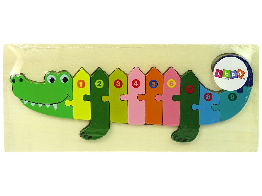 Puidust pusle koos numbritega Krokodill hind ja info | Beebide mänguasjad | hansapost.ee