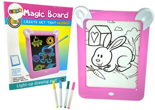 Valgustatud joonestuslaud koos tarvikutega Lean Toys Magic Board, roosa цена и информация | Развивающие игрушки для детей | hansapost.ee