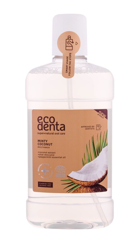 Kookose maitseline multifunktsionaalne suuvesi Ecodenta Cosmos Organic 500 ml цена и информация | Hambaharjad, hampapastad ja suuloputusvedelikud | hansapost.ee