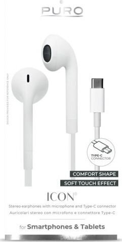 Puro Icon Stereo, USB-C, white, IPHF27USBCWHI цена и информация | Kõrvaklapid | hansapost.ee