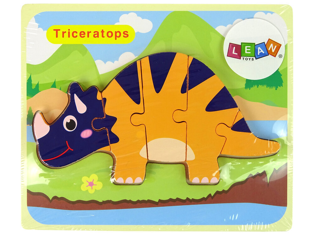 Puidust pusle Dinosaurus, oranž цена и информация | Arendavad laste mänguasjad | hansapost.ee