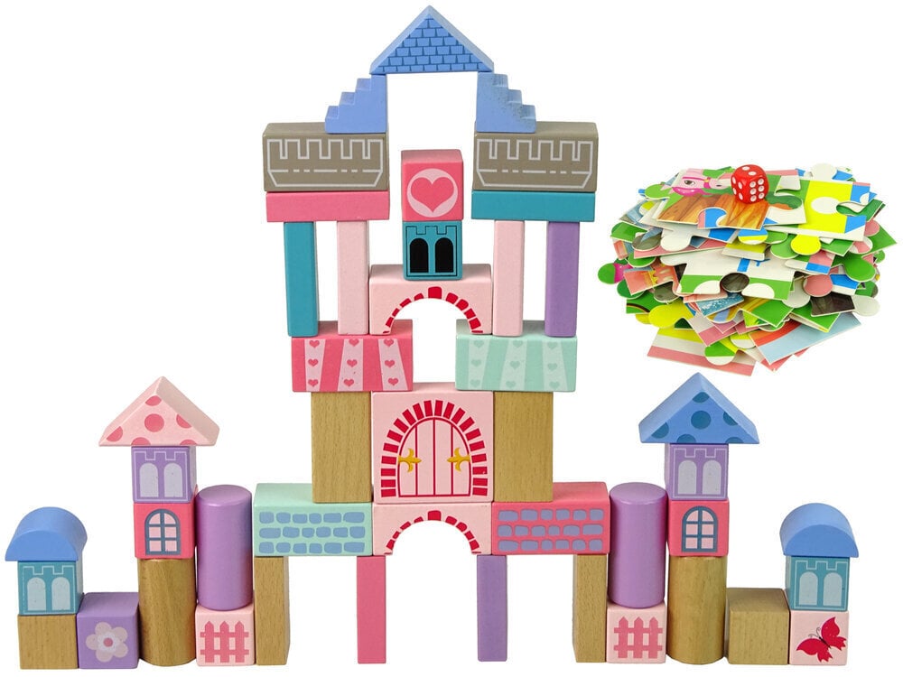 Puidust ehitusklotside komplekt tüdrukutele Lean Toys, printsessi loss, 67 osa цена и информация | Mänguasjad tüdrukutele | hansapost.ee