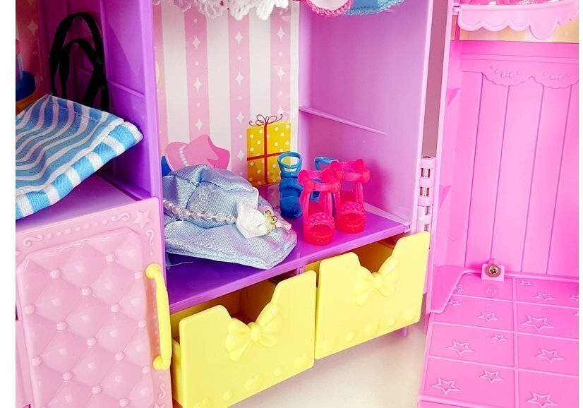 Lean Toys nukkude riietusruumi mängukomplekt valguse ja peegliga, roosa hind ja info | Mänguasjad tüdrukutele | hansapost.ee