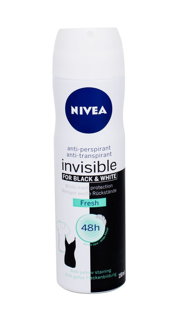 Spreideodorant Nivea Invisible Black & White Fresh 150 ml hind ja info | Deodorandid | hansapost.ee