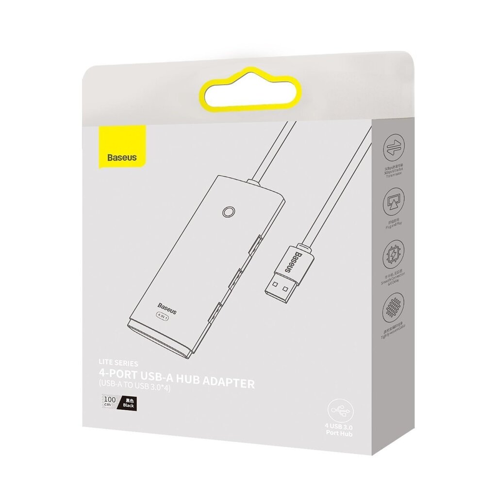 Baseus Lite Series HUB USB-A to 4xUSB-A 3.0 5Gb/s (WKQX030101) hind ja info | USB adapterid ja jagajad | hansapost.ee