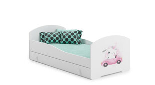 Voodi ADRK Furniture Pepe Cat in a Car, 140x70 cm, valge hind ja info | Lastevoodid | hansapost.ee