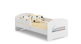 Кровать ADRK Furniture Pepe Barrier Railway, 140х70 см, белая цена и информация | Детские кровати | hansapost.ee