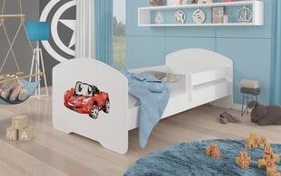 Кровать ADRK Furniture Pepe Barrier Red Car, 140x70 см, белая цена и информация | Детские кровати | hansapost.ee