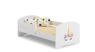 Voodi ADRK Furniture Pepe Barrier Unicorn, 140x70 cm, valge hind ja info | Lastevoodid | hansapost.ee